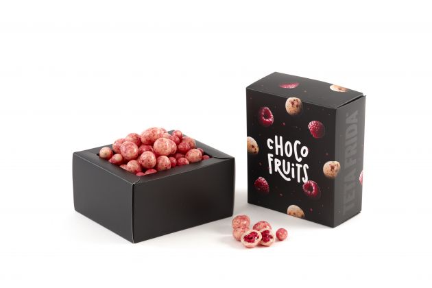 premium Choco fruits Ganze Himbeeren in weißer Schokolade mit Sahne