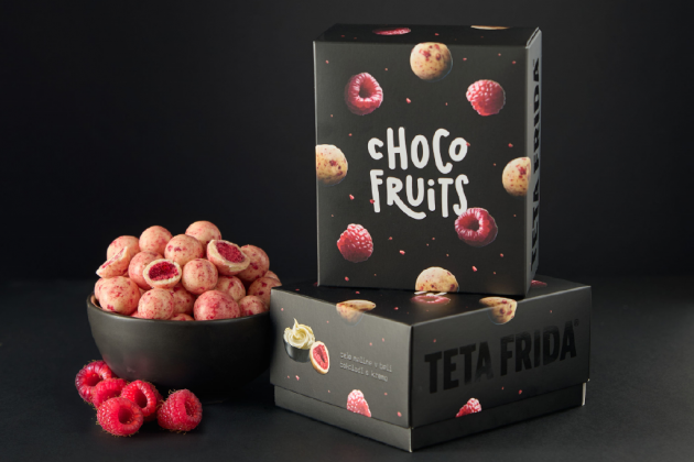 premium Choco fruits Ganze Himbeeren in weißer Schokolade mit Sahne