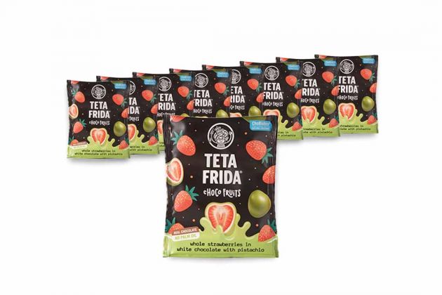 Choco fruits Cele jagode v beli čokoladi s pistacijo paket 8+1 gratis