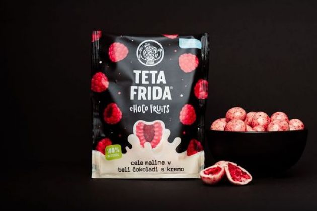 premium Choco fruits Ganze Himbeeren in weißer Schokolade mit Sahne