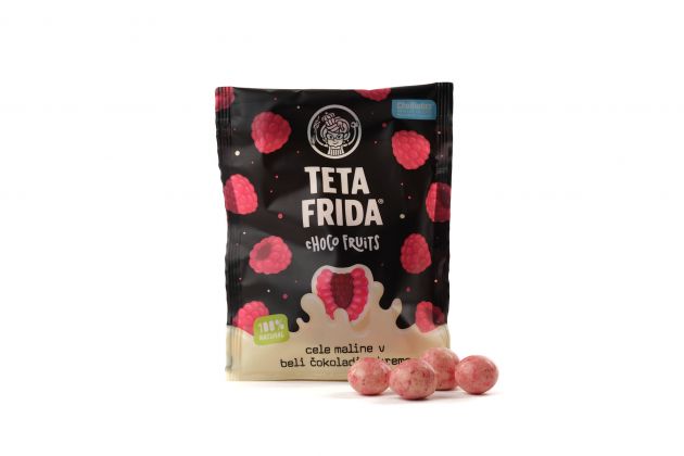 premium Choco fruits Ganze Himbeeren in weißer Schokolade mit Sahne