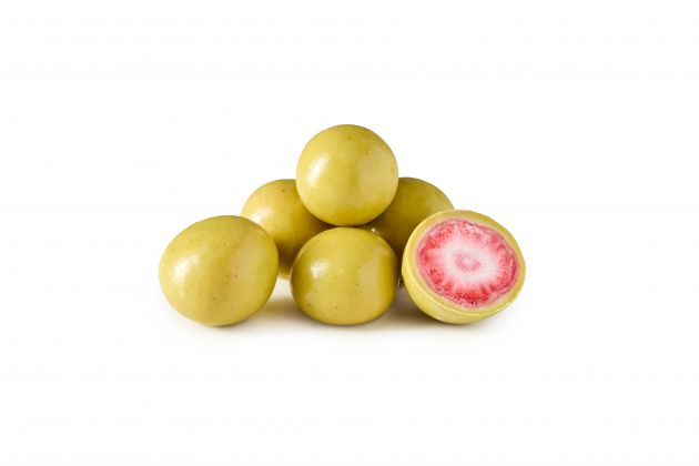 premium Choco fruits Ganze Erdbeeren in weißer Schokolade mit Pistazien