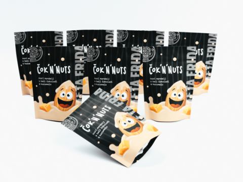 Choc'n'nuts - Verrückte Mandeln in weißer Schokolade mit Karamell Paket 7+1 Gratis