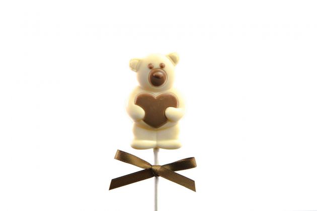 Schokoladenlutscher Teddybär, Weiß