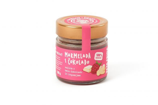 Himbeermarmelade mit weißer Schokolade und Ingwer